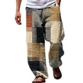 thumbnail image 1 of BUWTTED Men's Pants Oversized Loose Fit Lightweight Linen Trousers with Pockets Relaxed Fit Comfortable Breathable Summer Coffee Pants XXXL, 1 of 3