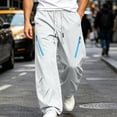 thumbnail image 2 of Mens Wide Leg Baggy Hiking Pants, Elastic Drawstring Waist Ruched Loose Fit Long Trousers Side Zipper Pockets Lightweight Outdoor Walking Fishing Casual Pants Size 4XL Gray, 2 of 9