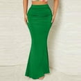 thumbnail image 2 of Gifts Dianli Maxi Skirt Pleated Long Skirt Solid Color Fold Elastic Waist High Waisted Flowing Mid Calf Length Breathable Pull On Casual Beach Travel Everyday Maxi Skirt, 2 of 7