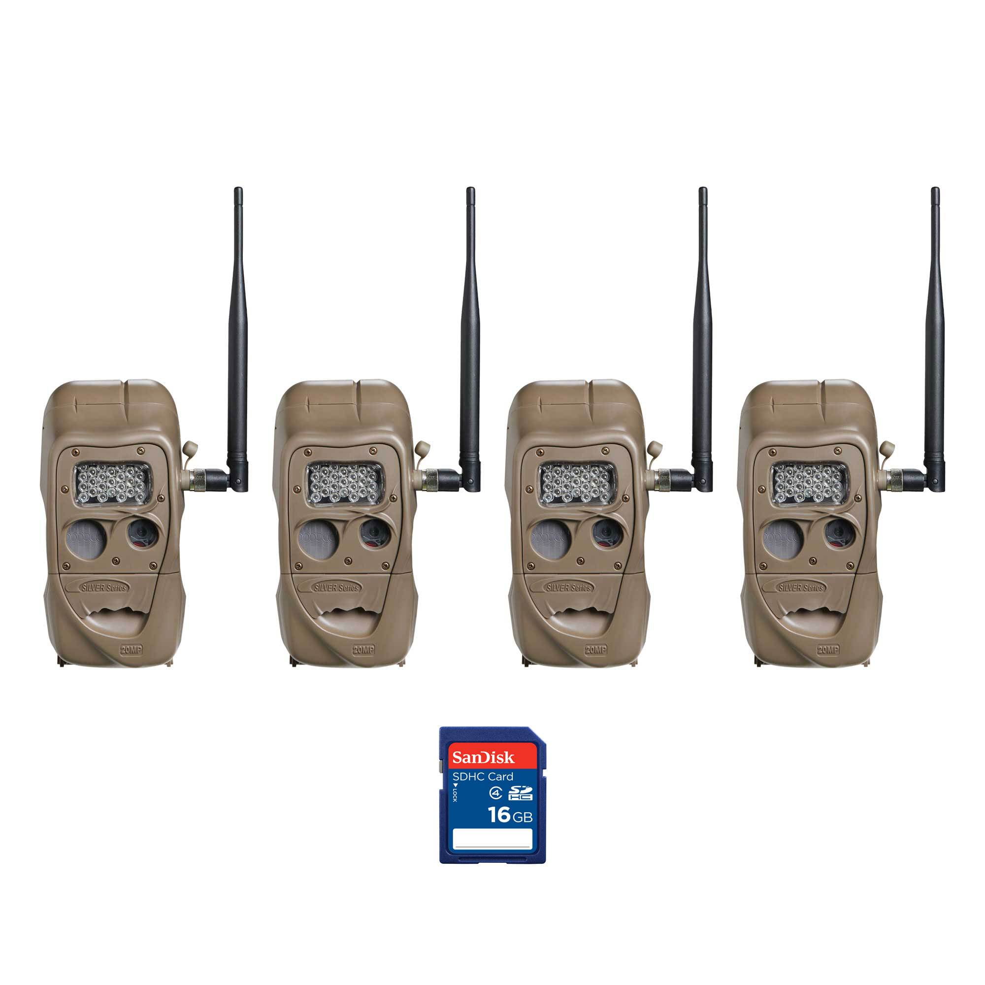 Cuddeback CuddeLink 20MP Long Range Trail Camera (4 Pack) & 16GB SD