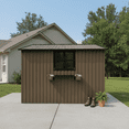 thumbnail image 3 of LuckyNote 10x8 FT Heavy Duty Metal Shed, Brown Black, Garden Storage with Window & Flower Rack, Lockable Double Doors, for Backyard, 3 of 14