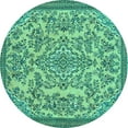 thumbnail image 1 of Ahgly Company Machine Washable Indoor Round Abstract Turquoise Blue Modern Area Rugs, 5' Round, 1 of 4