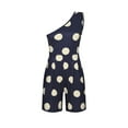 thumbnail image 5 of Fesfesfes Jumpsuit for Women Wide Leg Pants Polka Dot Striped Printed One-shoulder Shorts Jumpsuits, 5 of 8