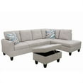 thumbnail image 2 of Aukfa Sectional Sofa, Living Room Couch with Storage Ottoman, Right Facing Chaise, Flannel, Beige, 2 of 8
