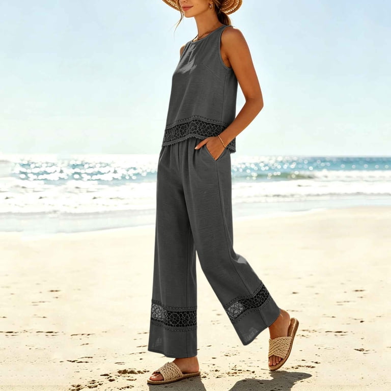 Beach Outfit With Jeans Fold Blue Chevron Knit Two Piece Set Sleeveless From Pu04 main image 0