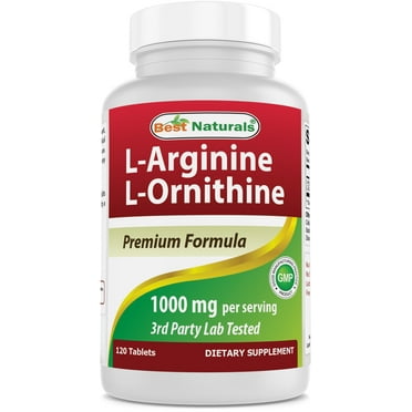 Best Naturals L-Arginine L-Ornithine - 1000 mg per Serving - 120 Tablets