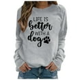 thumbnail image 2 of cllios Sweatshirt for Women Round Neck Dog Paws Graphic Top Long Sleeve Letter Print Cute Shirt Trendy Pullover Sweatshirt, 2 of 4