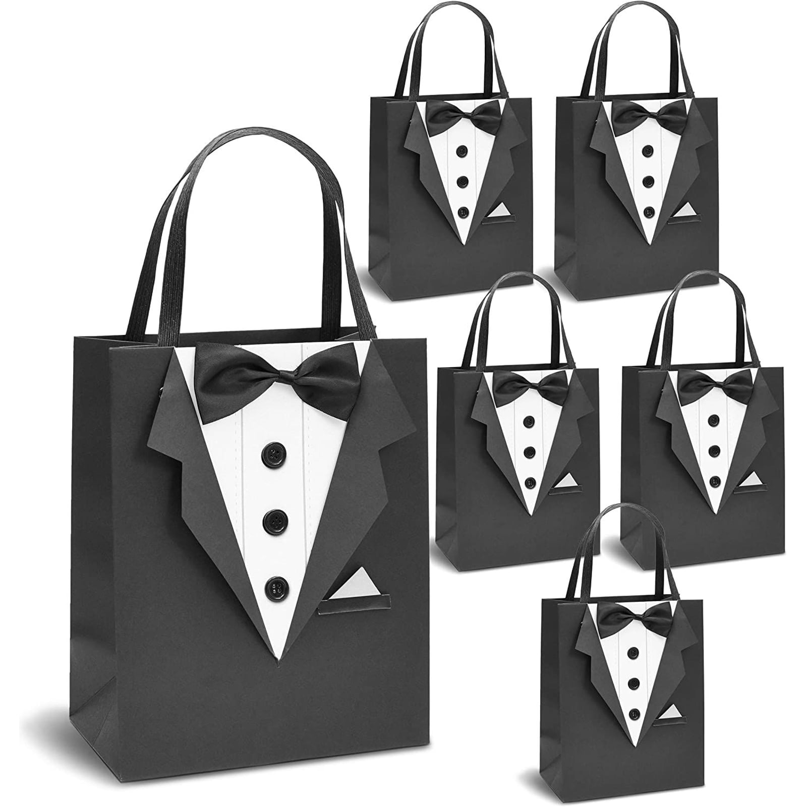 Tuxedo Gift Bags Wedding Present Paper Bags With Handles Black 