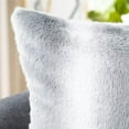 thumbnail image 2 of SAFAVIEH Mercia 20" x 20" Striped Faux Fur Plush Pillow, Grey/White, 2 of 2