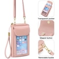 thumbnail image 5 of MINKUROW Crossbody Bags for Women,Pu Leather Cell Phone Bag,Small Cross Body Shoulder Bag with Shoulder & Wrist Strap Fits Phone Under 6.7 Inch Pink, 5 of 6