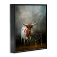 thumbnail image 4 of Stupell Industries Longhorn & Calf Babysitter Animals & Insects Painting Black Framed Art Print Wall Art, 12 x 12, 4 of 10