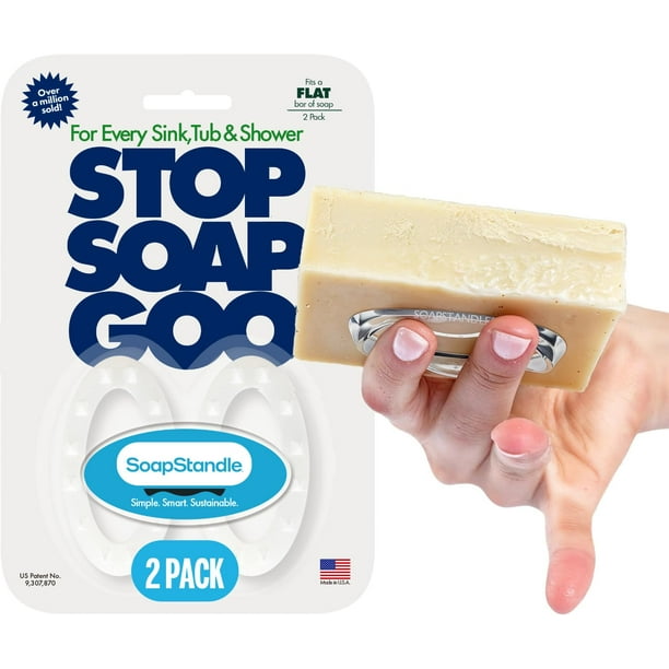 Jabonera SoapStandle para baño y ducha, paquete de 2 unidades, transparente
