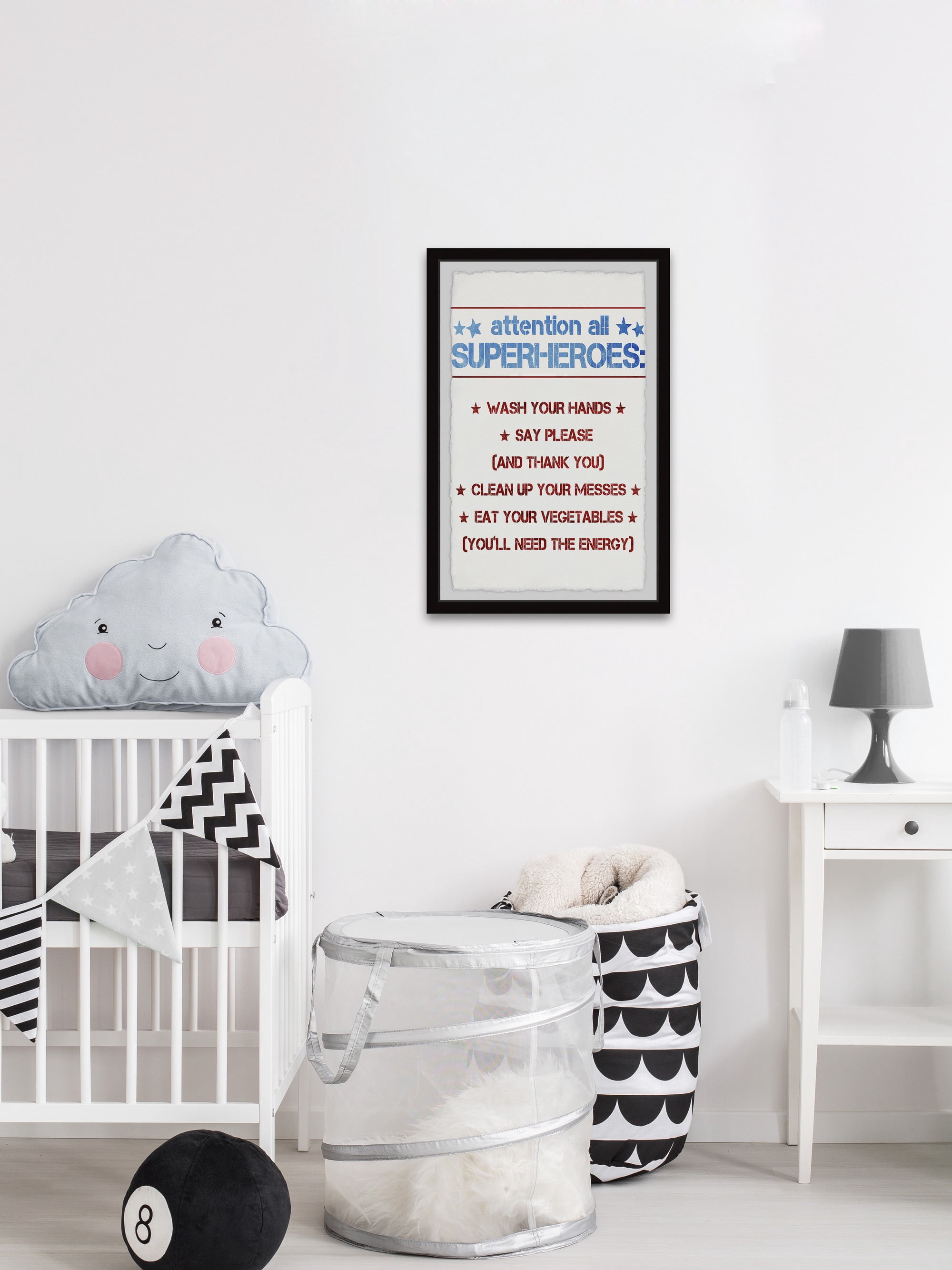 Marmont Hill Superhero House Rules Framed Wall Art, 16.00" x 1.50"