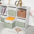 thumbnail image 5 of 13 x 13 Inch Extra Large Storage Cubes,6 Pack Cube Storage Bins for Shelves，Fabric Collapsible Storage Bins with Handles, Foldable Storage Basket for Organizing Clothes, Toys (White&Green), 5 of 12