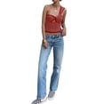 thumbnail image 4 of Genuiskids Women Knitted One Shoulder Crop Top Sexy Backless Strappy Cami Tops Sleeveless Striped Tank Aesthetic Bustier Tops Streetwear, 4 of 9
