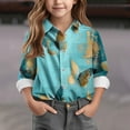 thumbnail image 2 of AUNVITO Boys & Girls Printed Shirt Button Down Collar Long Sleeve Casual Jacket Spring Summer Vintage Style Outerwear, 2 of 5