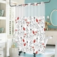 thumbnail image 3 of Ikfashoni Hookless Shower Curtain with Snap in Liner, Red Floral Waterproof Fabric Mesh Window Bath Curtain, 71"X74", 3 of 8