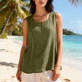 thumbnail image 4 of Summer Tops for Women Cotton Linen Tank Tops Casual Shirt Basic Sleeveless Layering Camisoles Beach Vacation Clothes on Sale, 4 of 5
