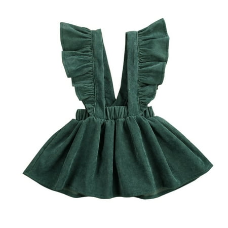 

Newborn Kids Baby Girls Fly Sleeve Strap Dress Corduroy Tutu Skirt Clothes Outfits