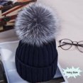 thumbnail image 1 of ITFABS Ladies Knitted Woolen Cap Solid Color Furry Ball Thick Stylish Hat, 1 of 1