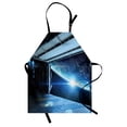 thumbnail image 1 of Outer Space Apron Interstellar Airlock Shuttle Runway Gate Journey to the Stars Invasion View, Unisex Kitchen Bib Apron with Adjustable Neck for Cooking Baking Gardening, Blue Gray, by Ambesonne, 1 of 3