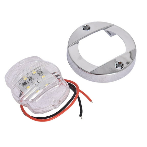 Genrics 2-pack 3 inch Round Navigation Lights Chrome Boat Marine Clear Lens White 6-2835-SMD LED Transom Mount Stern Anchor Lamps 12V Surface Mount,IP67 Waterproof