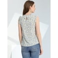 thumbnail image 3 of Blusas Elegante Sin Mangas Vintage De La Década De 1950 Con Volantes Para Oficina De Negocios Para Mujer Allegra K Blanco-Floral XL, 3 of 4