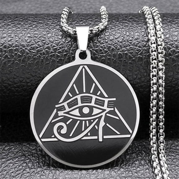 Egypt Eye of Ra Horus Chain 14K White Gold Necklaces for Women Men Silver Color Protection Necklace Jewelry