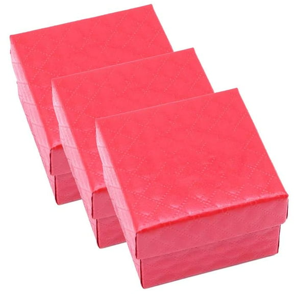 Joyero Cajitas VelvRed 3Pzas Rojo 4x4x2.7cm Cartón Joyero.
