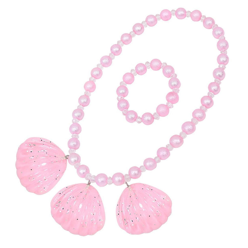 Pink Shell Necklace Earrings Set Girls BARBeE Costume Dress Up Accessories  Jewelry 