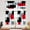 03 Red and Black, variant on Dark Grey Thin Kitchen Curtains Tiers and Valances Set 3 Piece for Windows Grey and Black Kitchen Window Curtains Set,White Modern Abstract Art Valances for Living Room(36" Tiers Set)