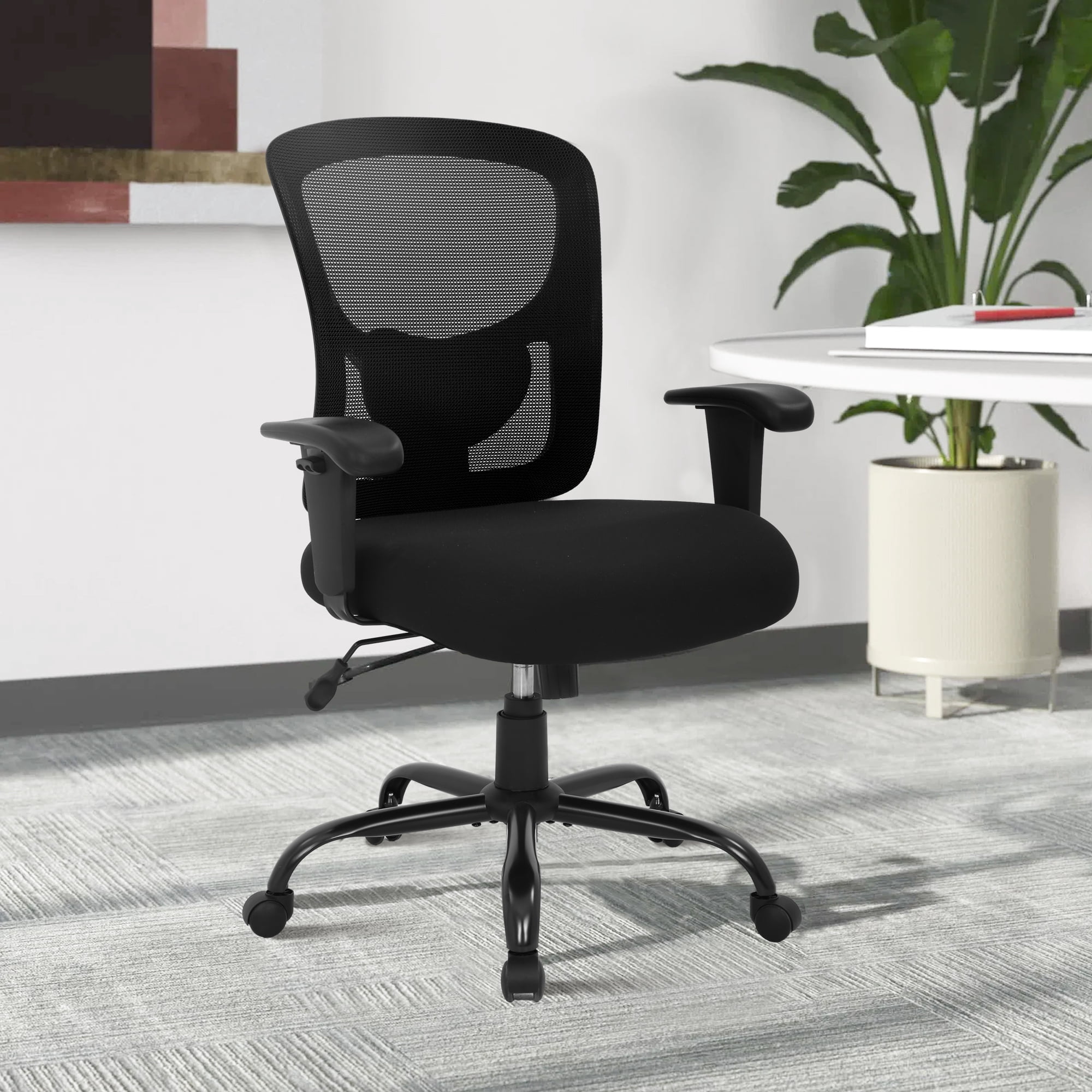 CL.HPAHKL Office Chair Ergonomic Desk Chair, 400lbs Big and Tall Mesh Chair, Computer Chair with Adjustable Arms & Seat Height, Rolling Swivel PC Chair for Home Office, Black