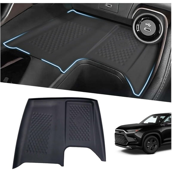 Wireless Charging Anti-Slip Mat Fit for 2024 2025 Toyota Grand Highlander, Silicone Waterproof & Stain-Resistant Car Center Console Phone Charger Protective Pad Liner Accessories(1PCS, Black)