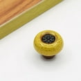 thumbnail image 2 of HDJNal Set of 6,Round Shape Ceramic Knobs with Screws - 32mm Diameter - Round Vintage Pull Handles for Home & Office Furniture - Kitchen Cabinet, Drawers & Cupboard Doors (Black-Yellow), 2 of 7