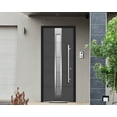 thumbnail image 3 of Vdom Water Resistant Prehung Frosted Glass Steel Door with Handle and Hardware, Steel Graphite Gray, 36" x 80", 3 of 4