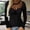 Black, variant on RYDCOT Printed V-Neck Tunic for Casual Wear - Fashion Women Solid Hollow Out Long Sleeve Breathable Shirt Tops Basic Round Neck T-Shirt