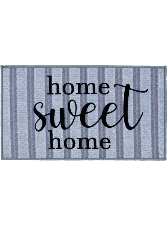 Mainstays Home Sweet Home Indoor Accent Rug, Blue & Gray, 18"x30"