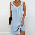 thumbnail image 5 of qucoqpe Womens 2024 Summer Tank Dress Fashion Casual Solid Color Print V Neck Sleeveless Beach Party Sundress on Clearance, 5 of 5
