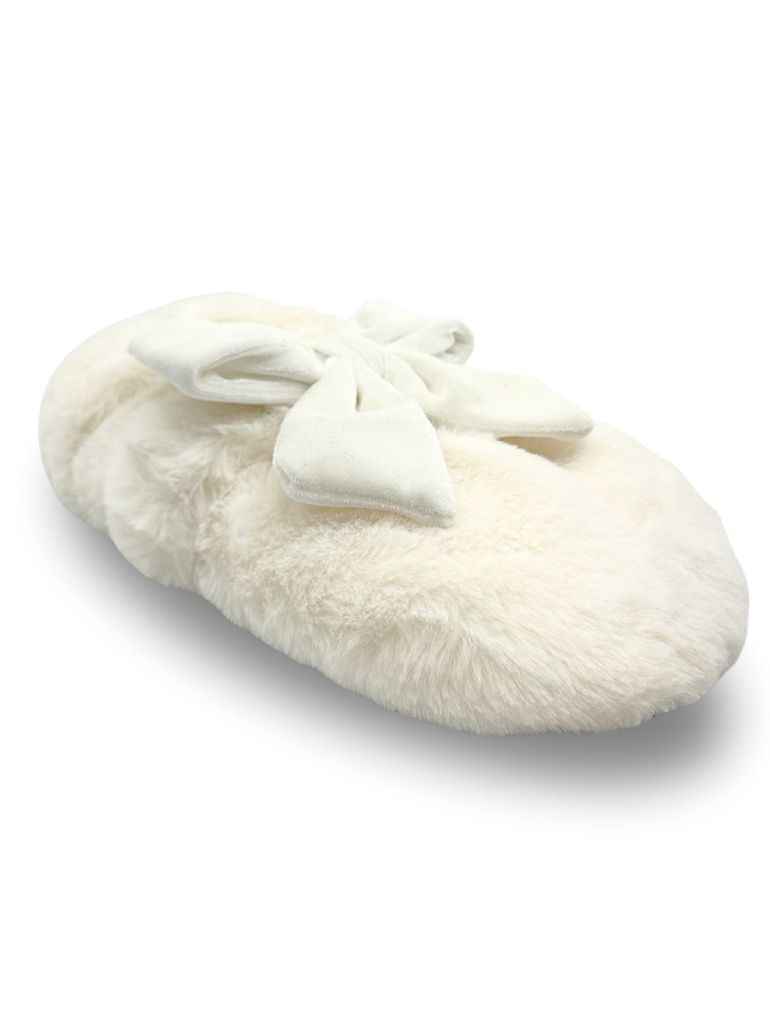 Fuzzy Babba Women's Faux Fur Oversized Bow Mary Jane Slipper Socks, 1-Pack, Shoe Sizes 7-9.5