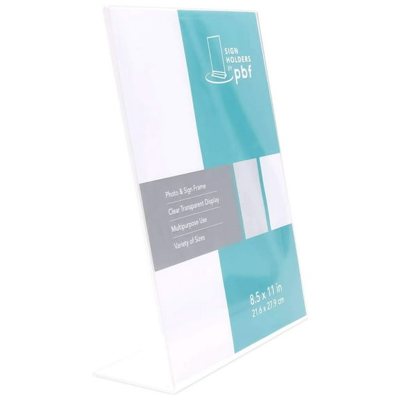 8.5x11 Durable Crystal Clear Acrylic Vertical Picture Frame Sign Holder Display Stand for 8.5 x 11 Inch Insert Slanted