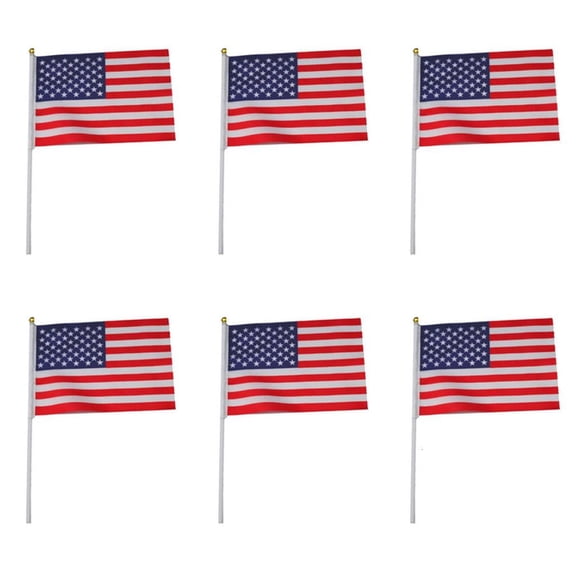YIEMEEN Pack of 6 Handheld Flag Small American Flags Hand Held Us Flags for Party