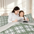 thumbnail image 4 of Manfei Green White Plaid Twin Comforter Sets,Vintage Check Bedding Set,Light Gray Reversible,2 Pieces,1 Comforter and 1 Pillowcase,2 Pieces,1 Comforter and 1 Pillowcase, 4 of 7
