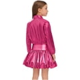thumbnail image 2 of Haitryli Kids Girls Metallic Dance Outfits Shiny Cropped Jacket with Bubble Skirt Set Hip Hop Jazz Clothes Dancewear Hot Pink 16, 2 of 7