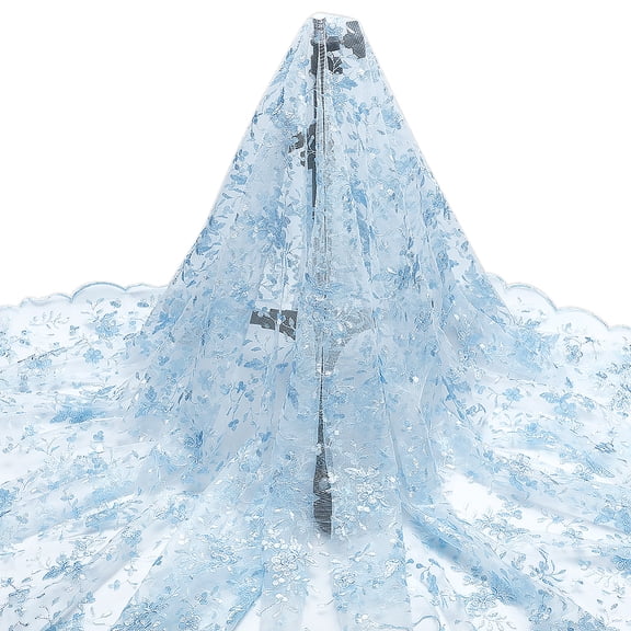 2 Yards Embroidered Flower Fabric 51inch Polyester Mesh Embroidered Lace Trim Embroidery Tulle Fabric Garment Accessories