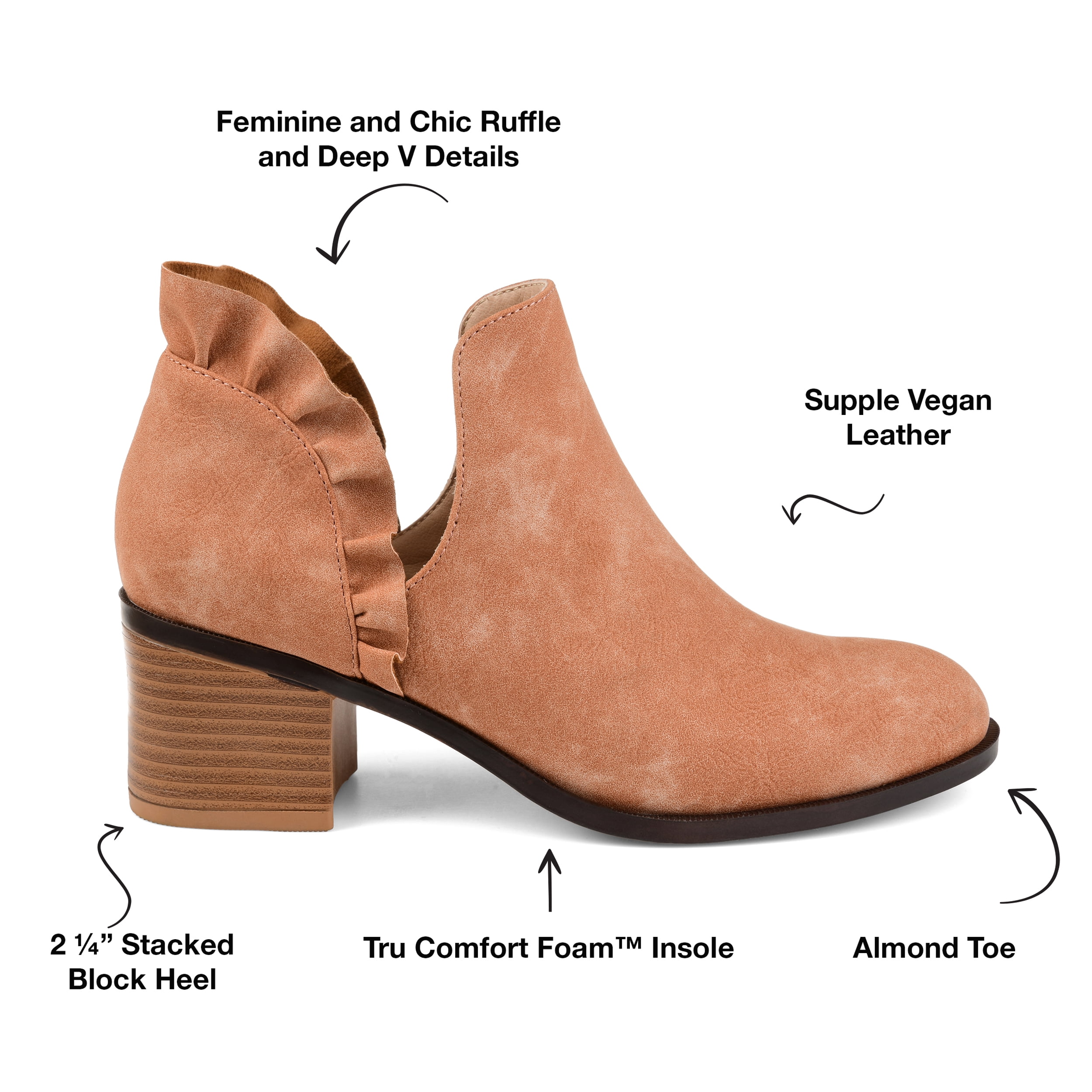 Journee Womens Lennie Slip On Stacked Heel Booties