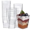 thumbnail image 1 of 50 Uds. Tazas de postre con tapas y cucharas, juego de tazas de postre cuadradas, tazas de postre de plástico reutilizables -ayane, 1 of 3
