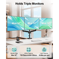 thumbnail image 3 of MOUNT PRO Gas Spring Arm Triple Desk Monitor Mount with Dual C-Clamp for 3 Screens up to 32 Inches, Supports 4.4-19.8 lb Display for Home Office & Gaming, 3 of 9