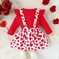 thumbnail image 3 of Bagilaanoe 2Pcs Newborn Valentine's Day Outfits Baby Girls Overalls Dress Set Ruffle Long Sleeve Romper Tops + Heart Suspender Skirt 3M 6M 12M 18M Infant Casual Clothes, 3 of 8