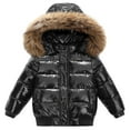 thumbnail image 2 of Otqutp Kids Metallic Puffer Jacket Windproof Freezer Suits Fleece Hooded Thick Padded Parka Down Coat Winter Warm Cozy Snowsuit, 2 of 4