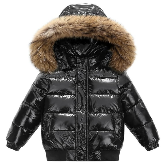Coerni Girls and Toddler's Metallic Hooded Puffer Jacket Boys Insulated Parka Warm Coat Padded Thick Down Outwear Thermal Jackets